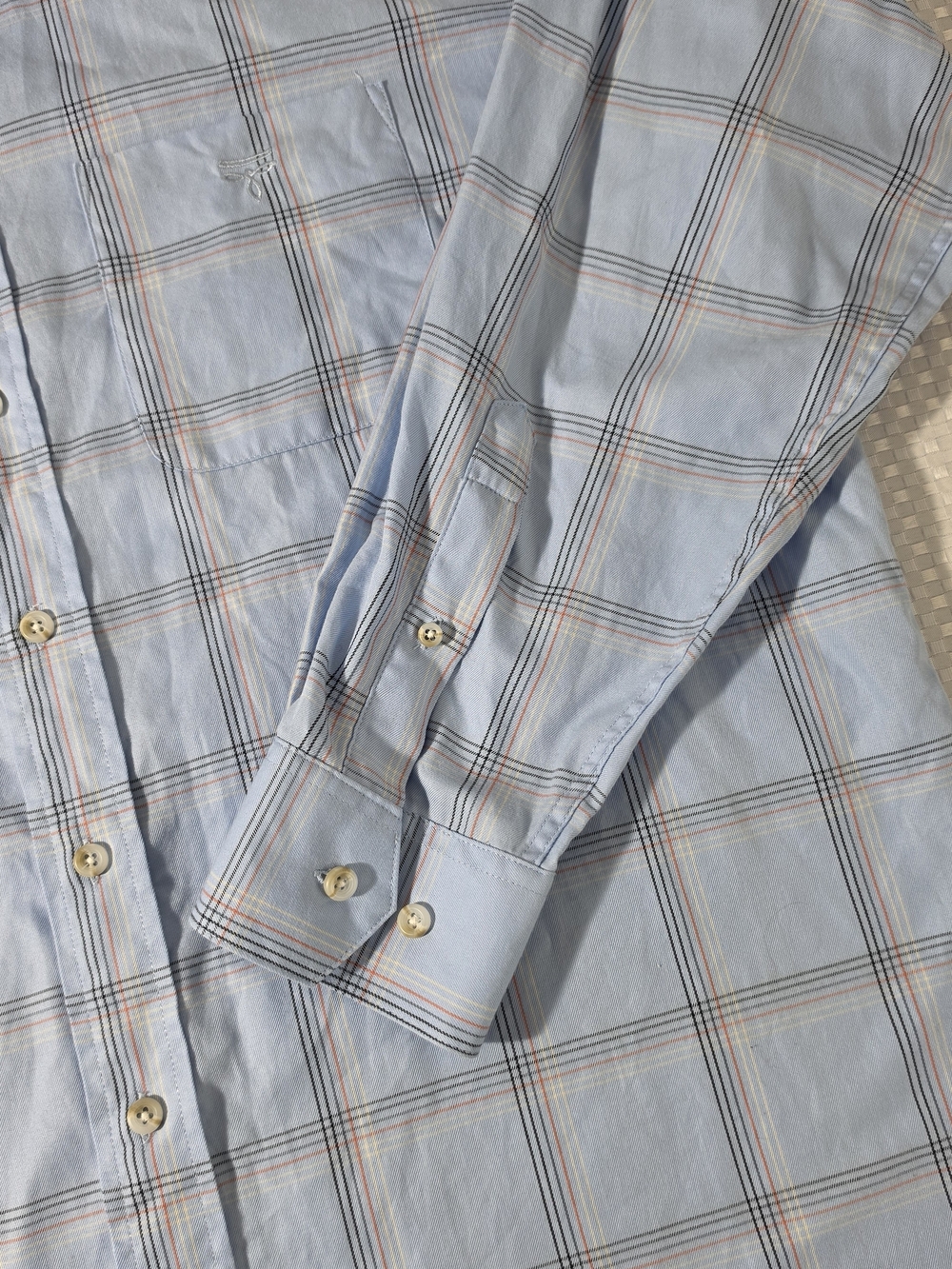 Lucchese Classics Men's Large 100% Cotton Plaid Western Dress Shirt Light Blue - Picture 4 of 10